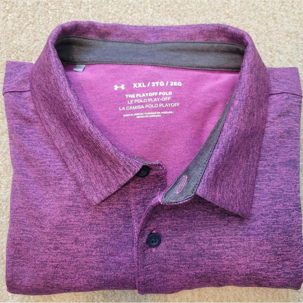 Under Armour Playoff Polo Purple Shirt 2XL (AT-06) - Picture 7 of 7